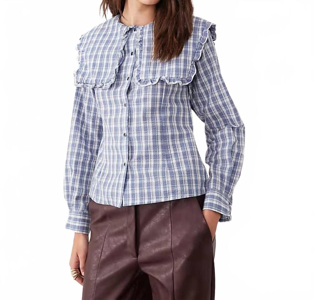 NEW GHOSPELL ersa check blouse in blue